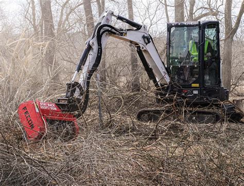 mini excavator with mulching head